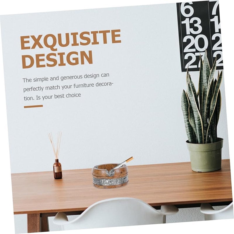 صينية رماد فيل من خشب المانجو العتيق، قطعة ديكور فريدة للمنزل والمكتب لحمل السخام - Image 5